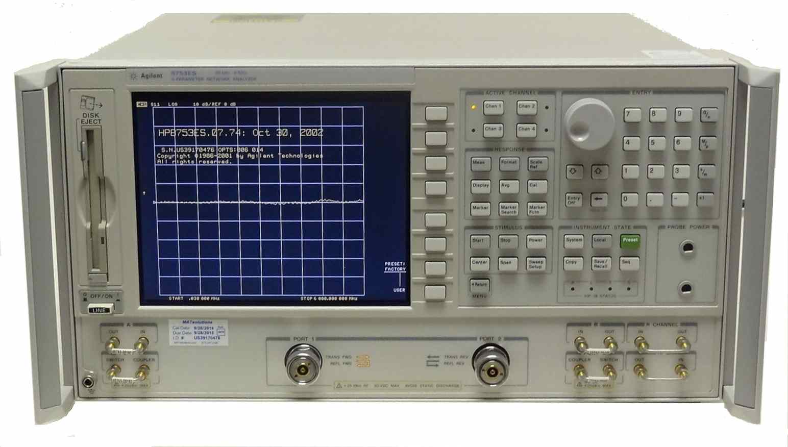 A vector network analyzer (VNA)