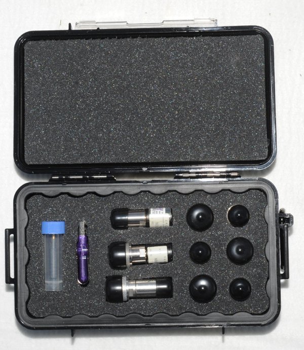 Type-N coaxial calibration kit for a vector network analyzer.