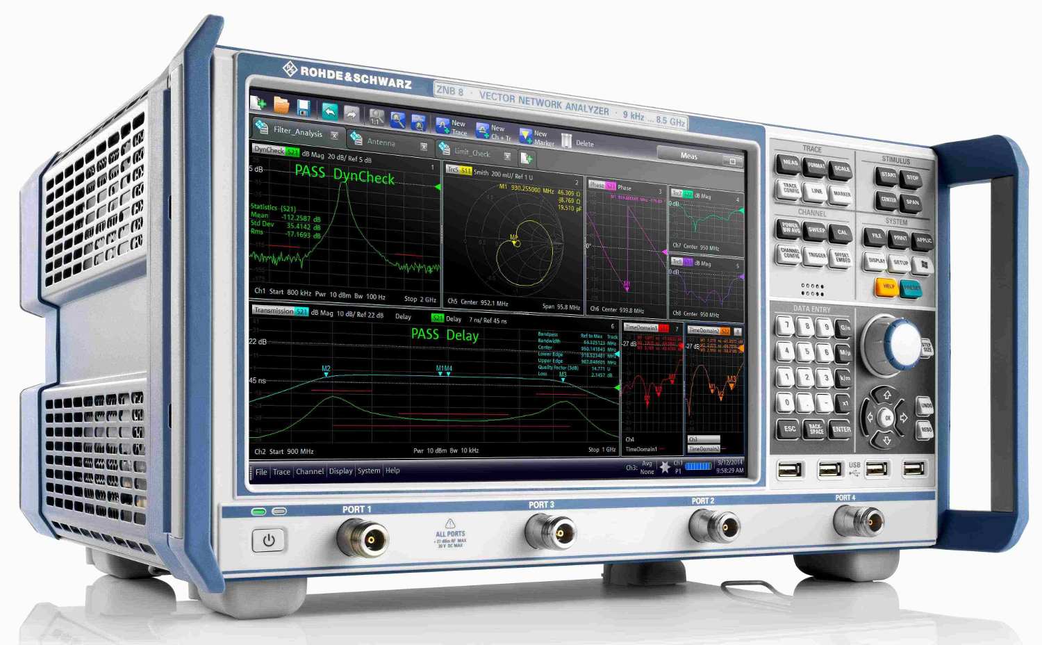 A vector network analyzer (VNA)
