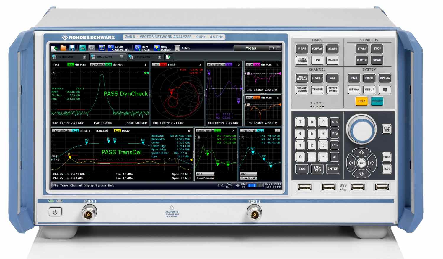 A vector network analyzer (VNA)