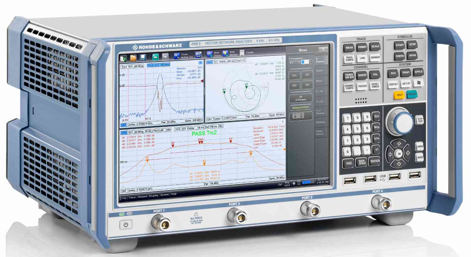 A vector network analyzer (VNA)